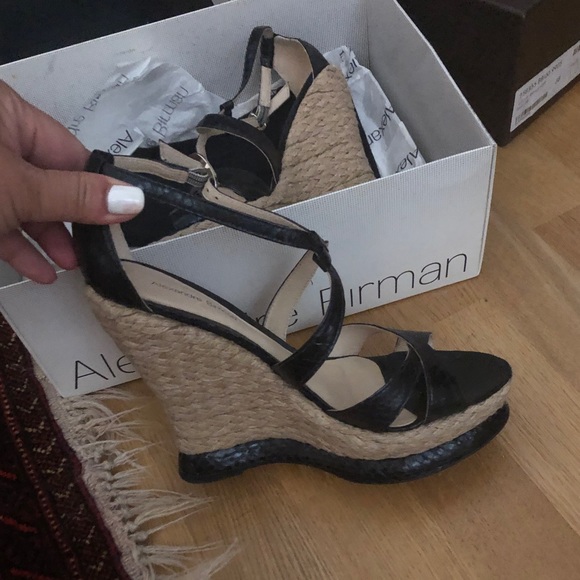 Alexander Birman Black Snakeskin Espedrille Wedge - Picture 3 of 3